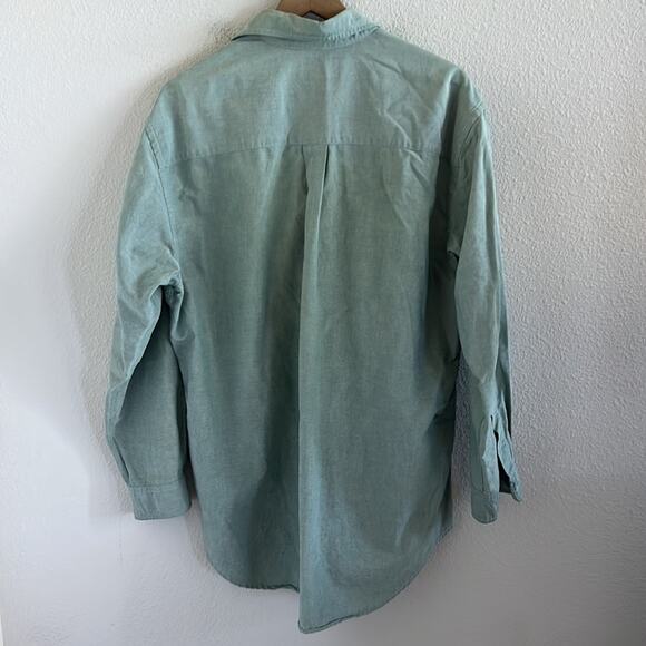 Vintage Abercrombie & Fitch The Big Shirt Classic Button Front Collar Green M - Picture 2 of 7
